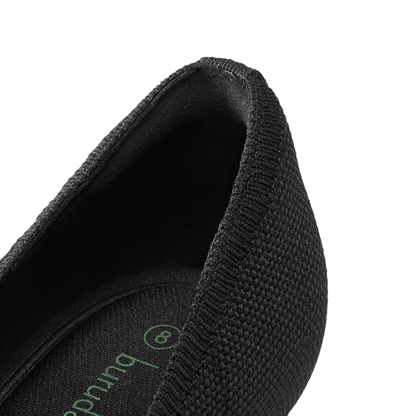 Block Heel Almond Pumps - BLACK - 5